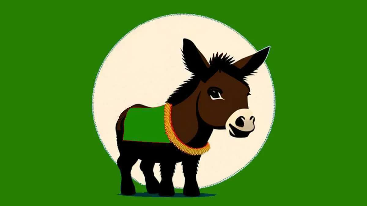 AVENTIN Storys · Esel mit grüner Decke und kurzen Beinen